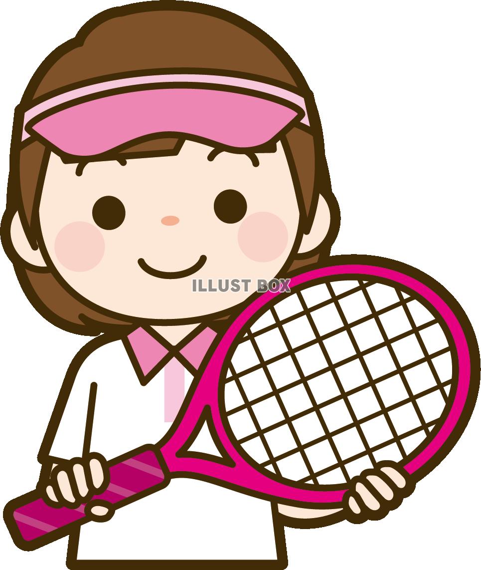 無料イラスト テニスラケットを持った女の子