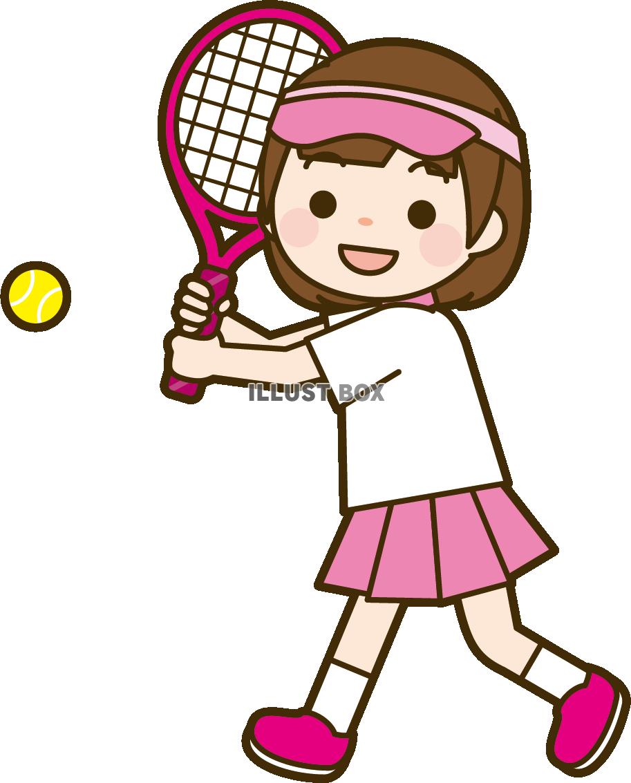 無料イラスト テニスをしている女の子