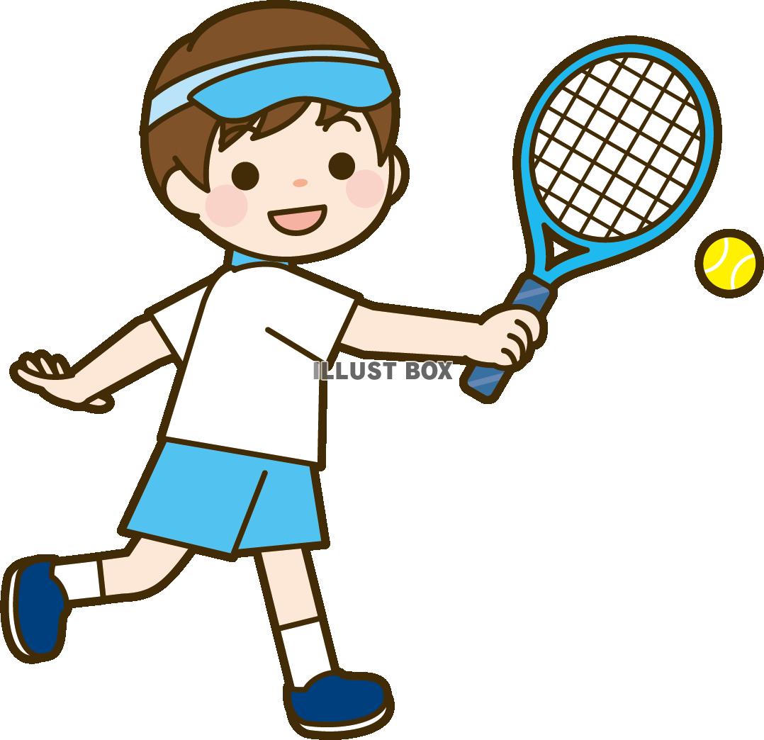 無料イラスト テニスをしている男の子