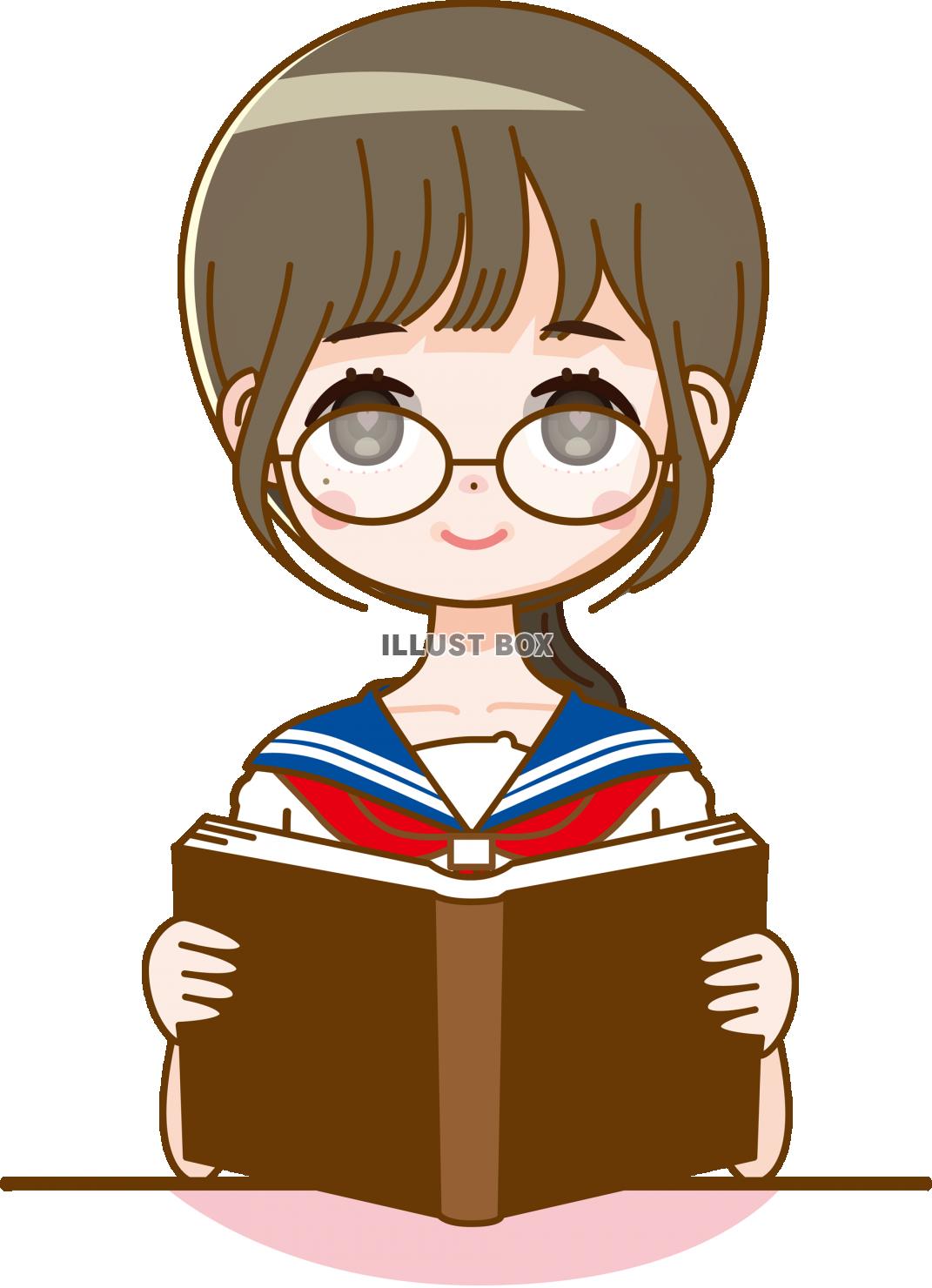 無料イラスト 読書をする女の子