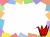 赤い折り鶴フレームシンプル飾り枠背景イラスト　