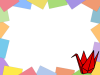 赤い折り鶴フレームシンプル飾り枠背景イラスト。透過png