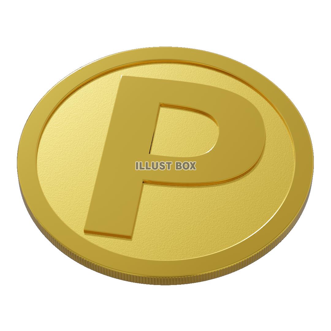 金色のポイントコイン 斜め (透過PNG)