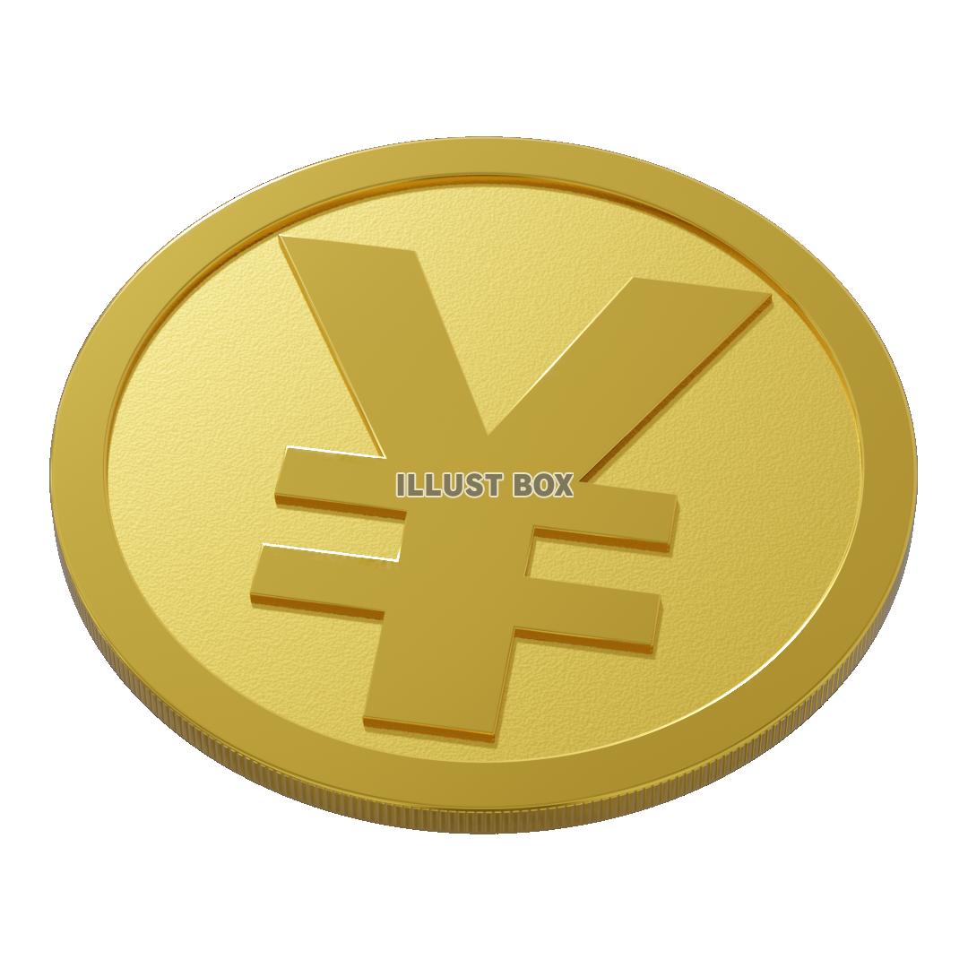 金色のコイン ￥ 斜め (透過PNG)
