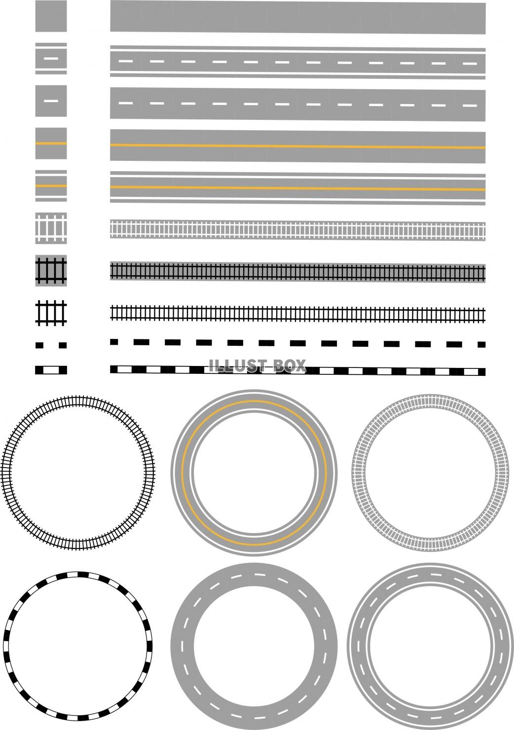 無料イラスト 鉄道 道路セット00