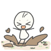 シンプルで可愛い梅雨時の棒人間イラスト（水たまりで遊ぶ）