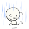 シンプルで可愛い梅雨時の棒人間イラスト（通り雨でダッシュ）