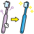 古い歯ブラシから新しい歯ブラシへ