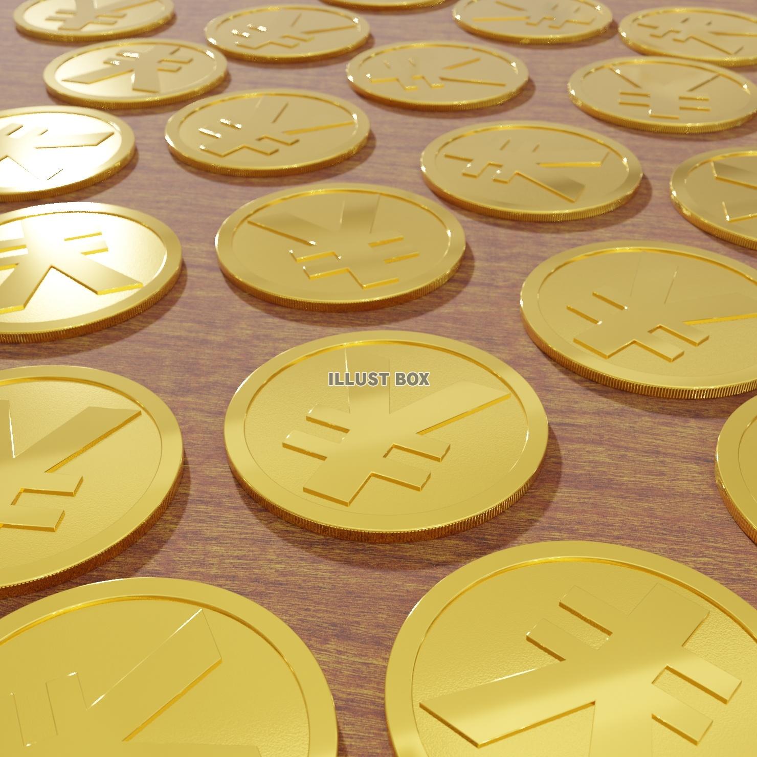 散乱するコイン ￥ 金色