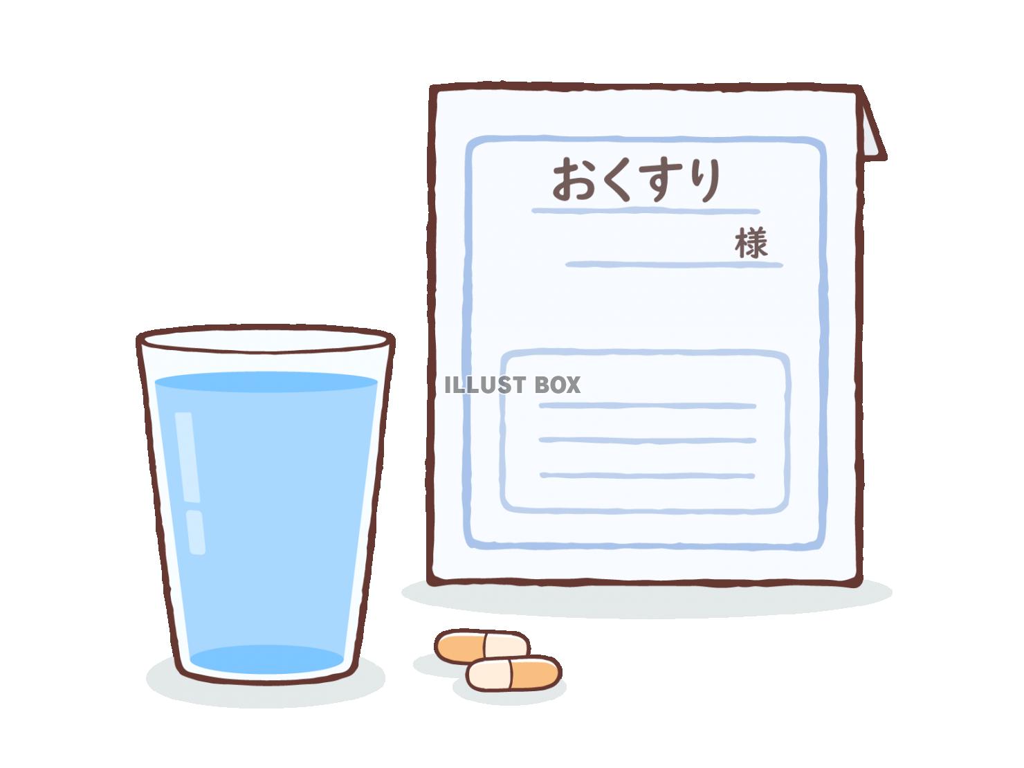 飲み薬とコップに入った水