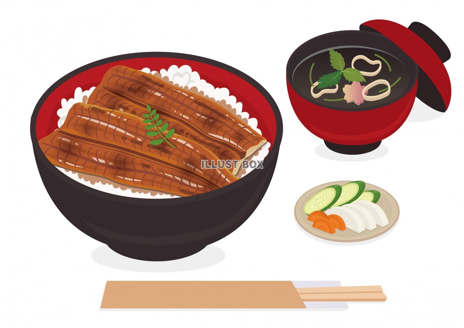 無料イラスト 食事 和食シリーズ うなぎの蒲焼 うな丼