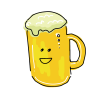 ビール　中ジョッキ　のイラスト