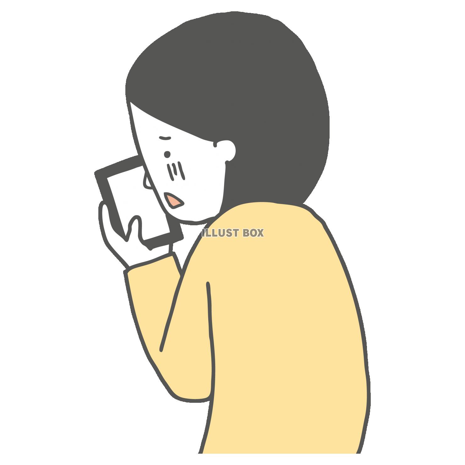 スマホを見てショックで青ざめる女性(zipファイル: pdf...