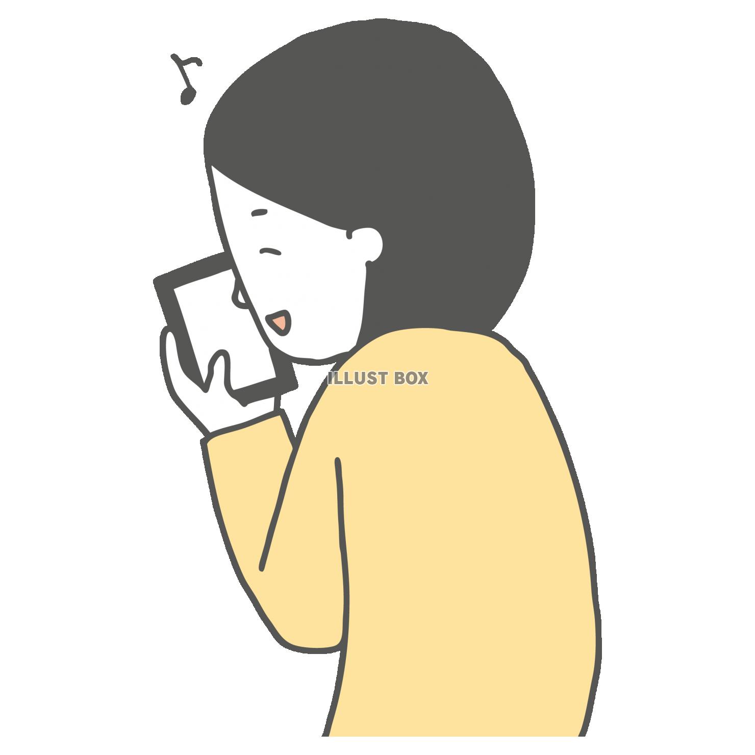 スマホを見て微笑む女性笑顔(zipファイル: pdf,jpg...