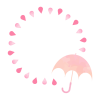 ピンクの梅雨の水彩円フレーム