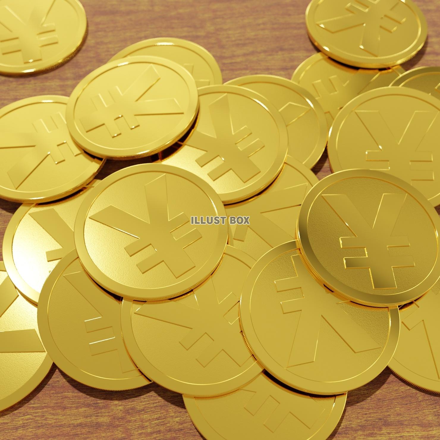 折り重なるコイン ￥ 金色