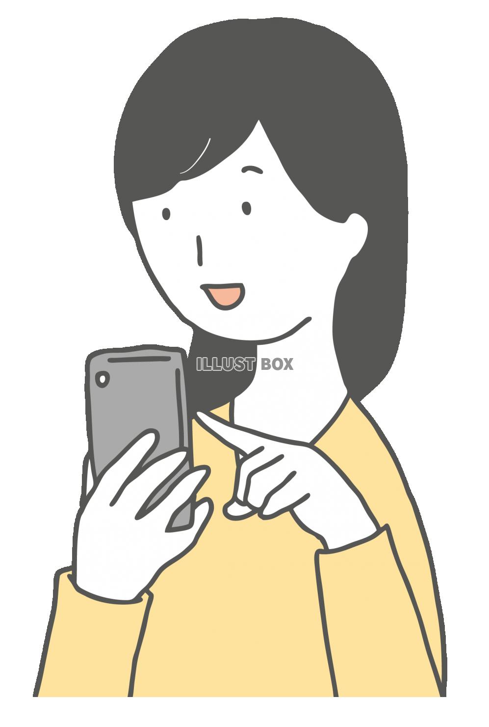 無料イラスト スマホを操作する女性斜めから Zipファイル Pdf Jp