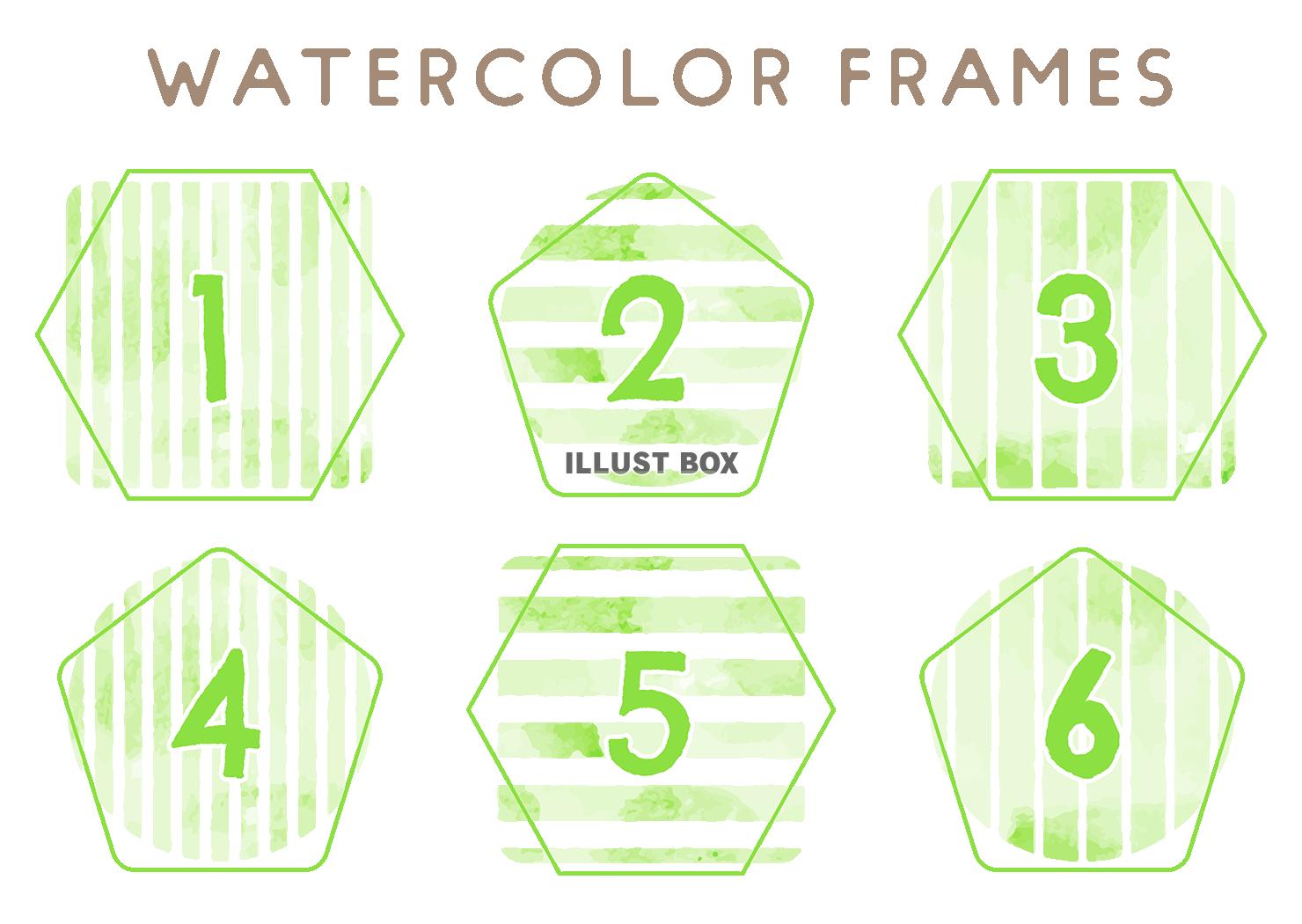 数字入りの水彩タッチストライプフレーム