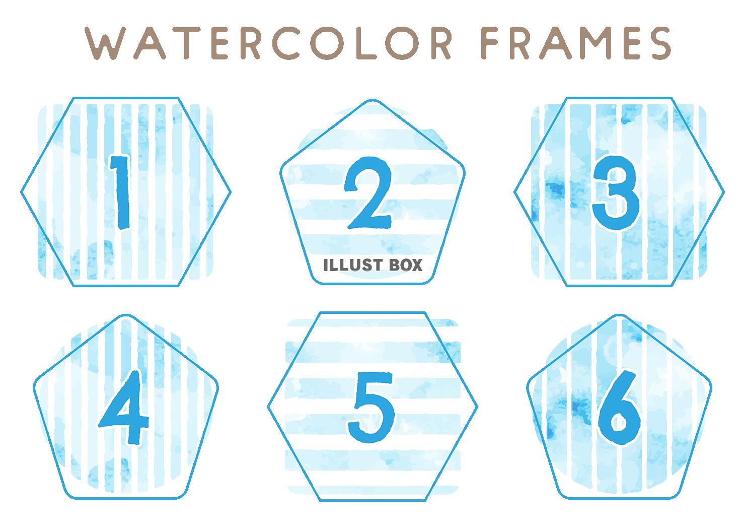 数字入りの水彩タッチストライプフレーム