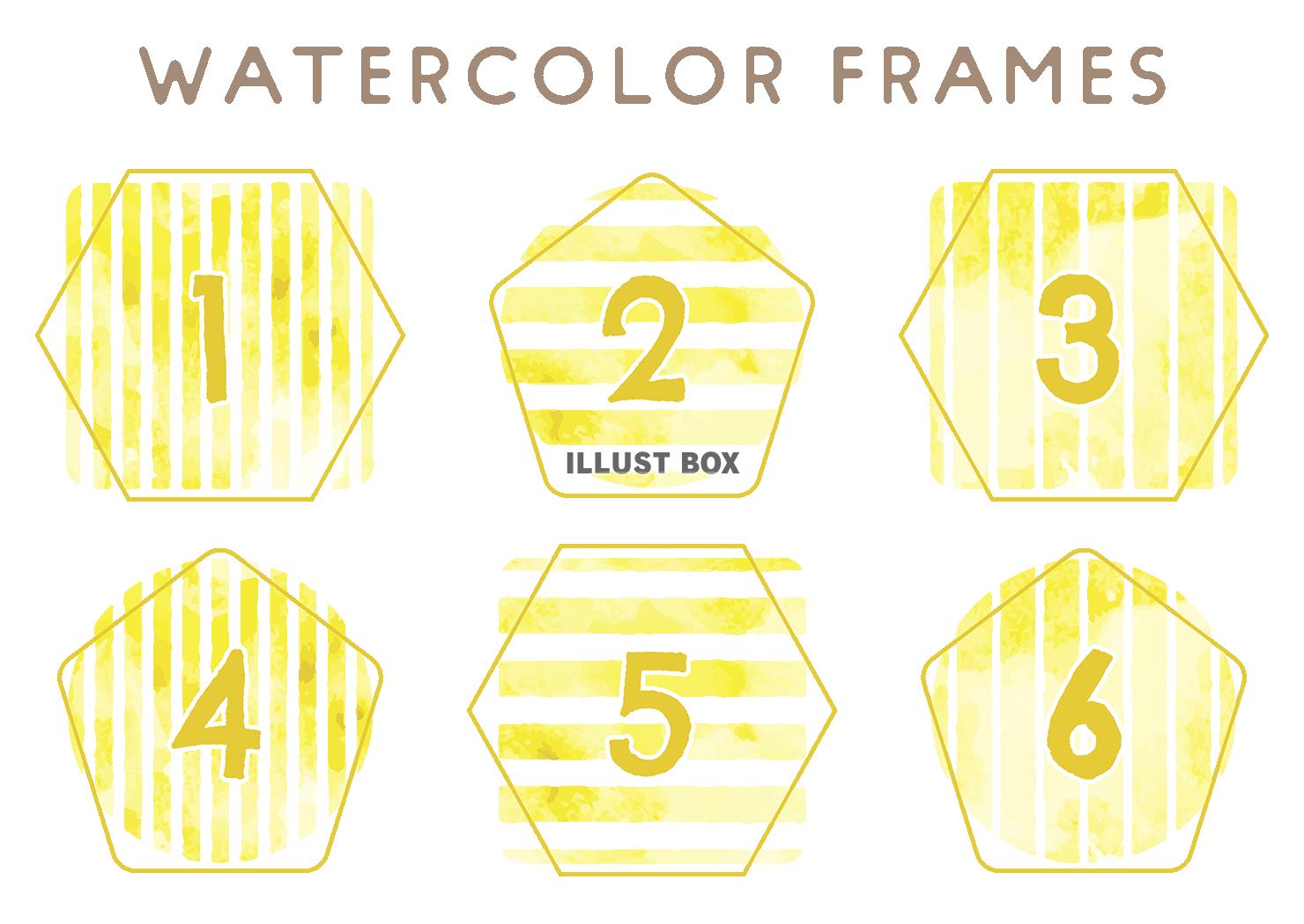 数字入りの水彩タッチストライプフレーム