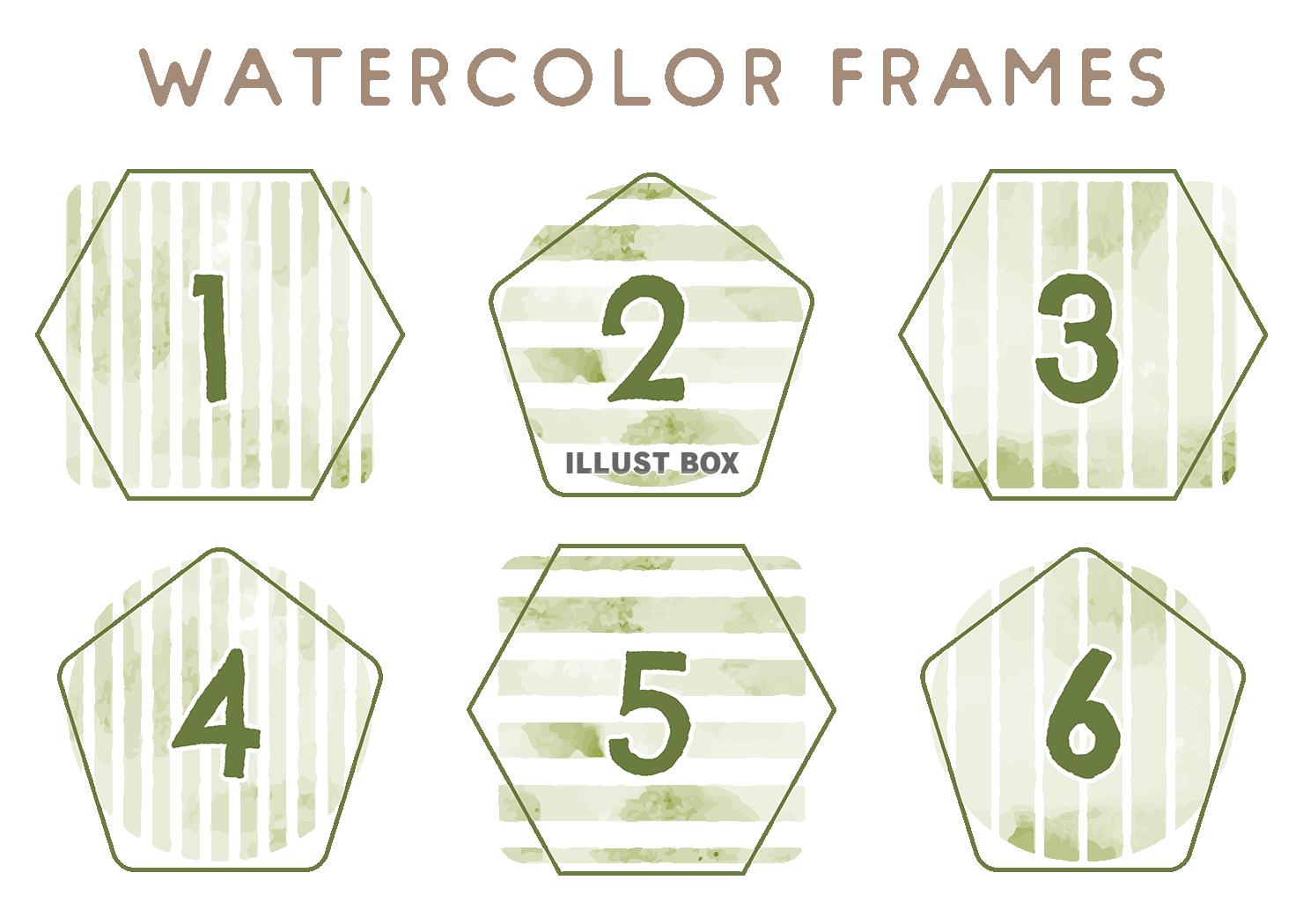 数字入りの水彩タッチストライプフレーム