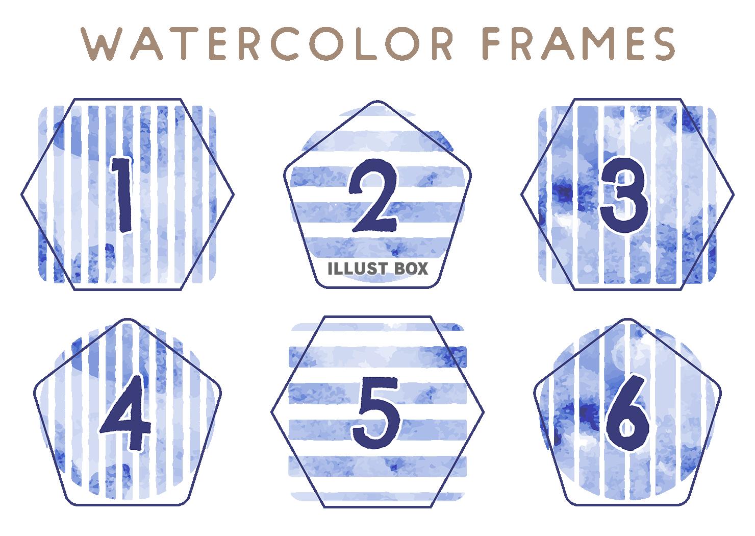 数字入りの水彩タッチストライプフレーム
