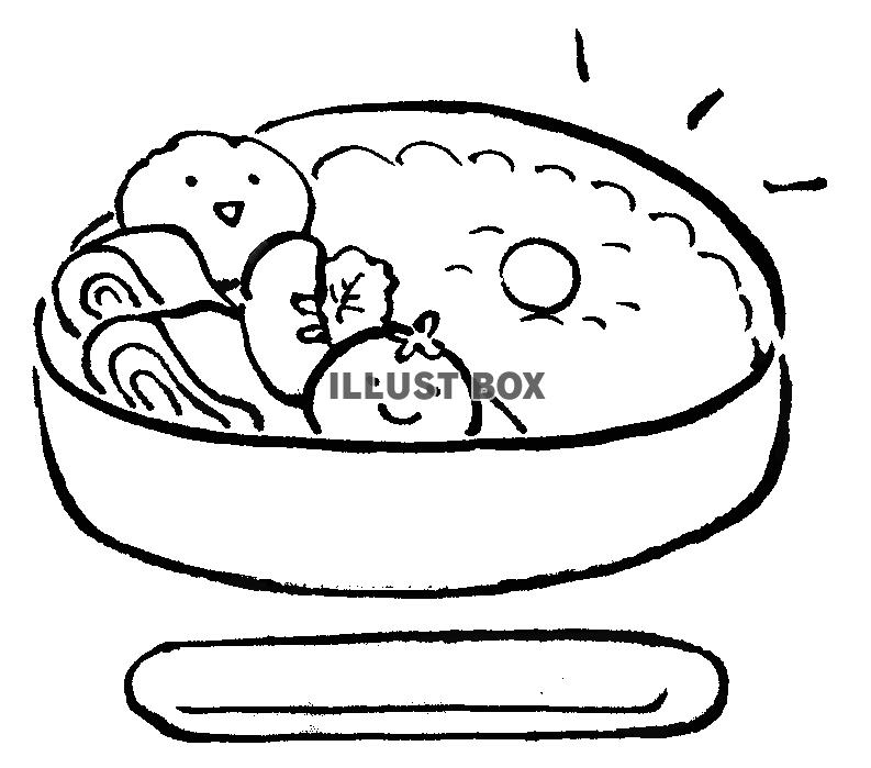 無料イラスト 筆絵のかわいいお弁当１