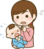 大泣きする赤ちゃんとママ
