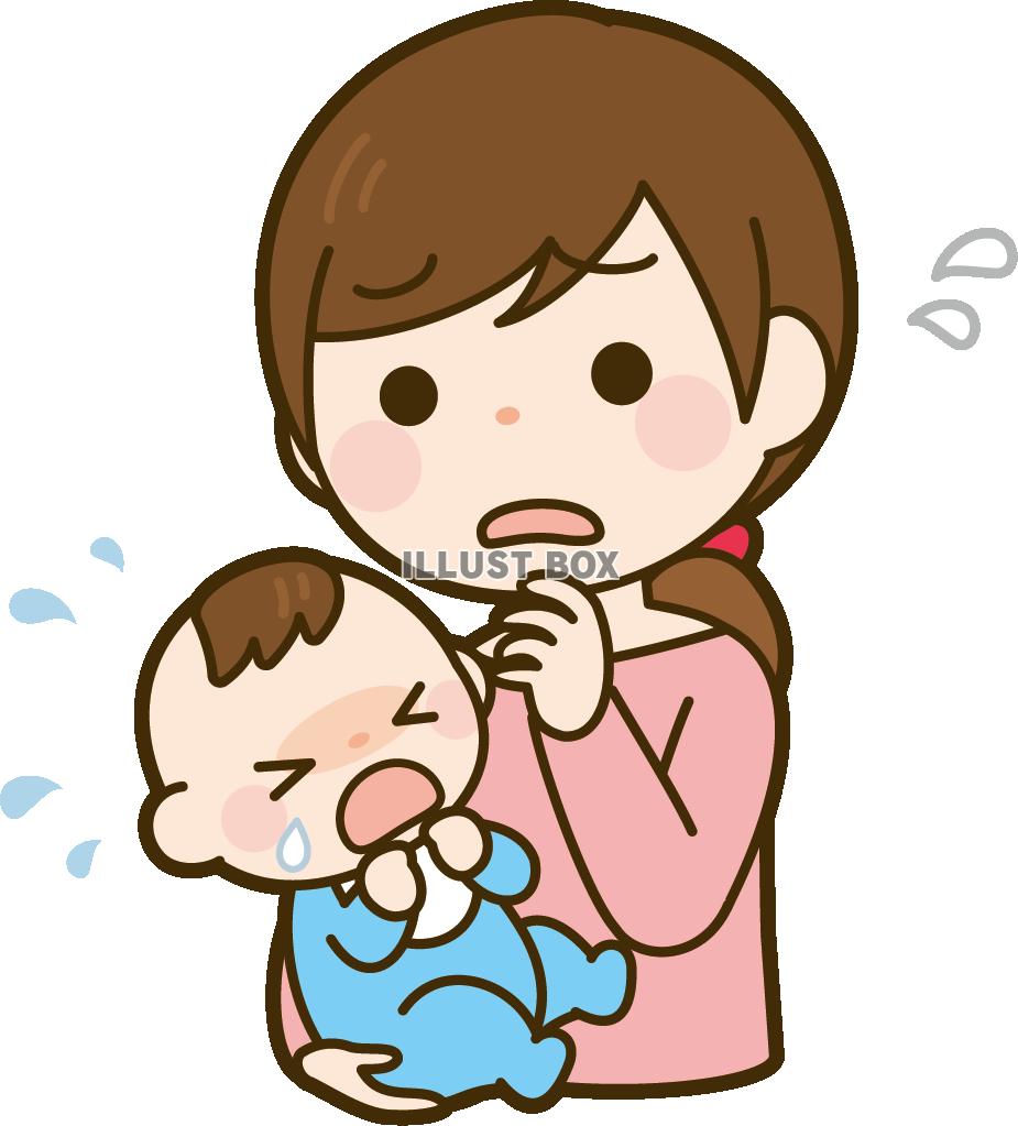 大泣きする赤ちゃんとママ