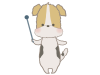 指さし棒持つフォックステリアのイラスト　線あり