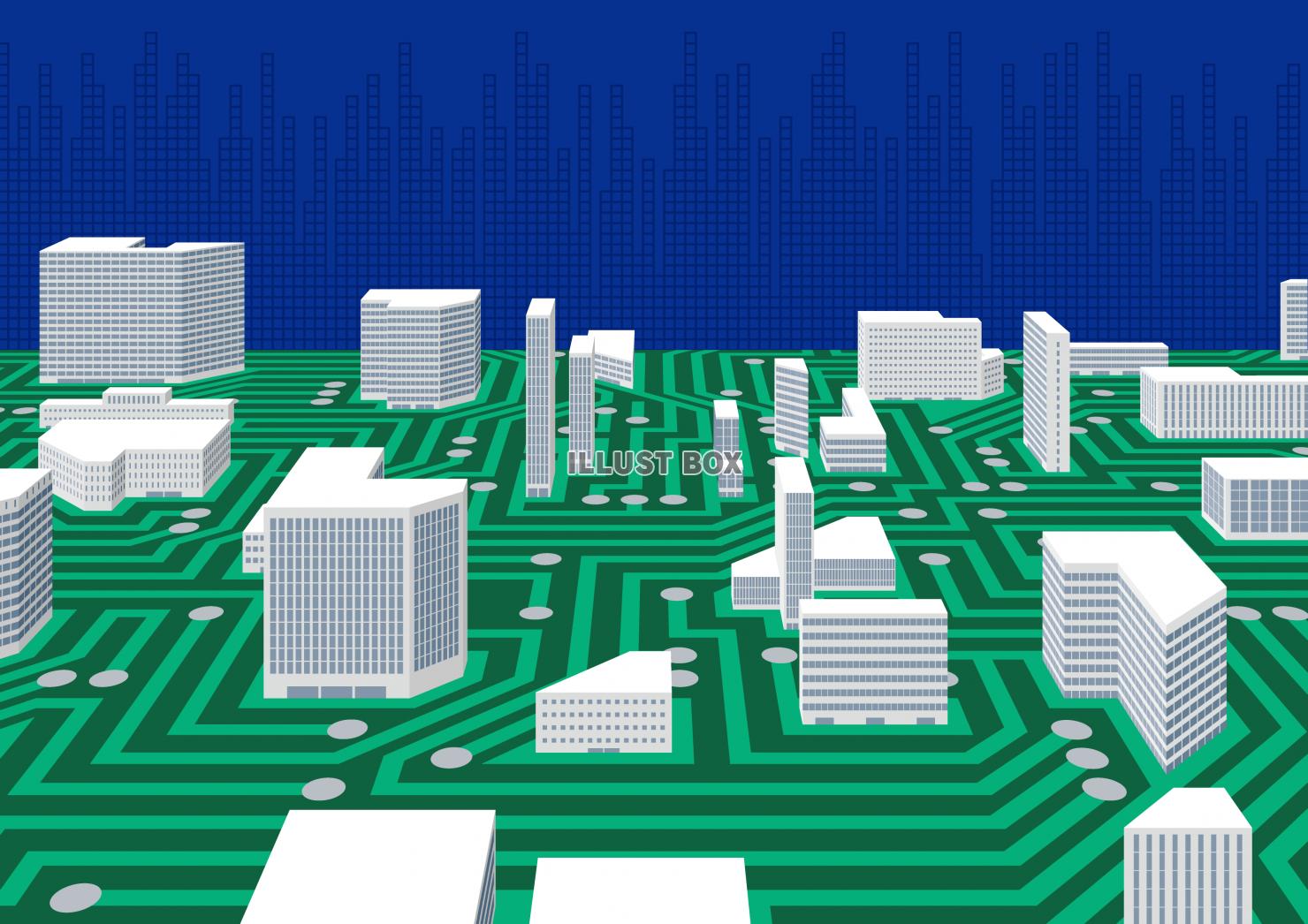 サイバーシティ　デジタルと都市のイメージ