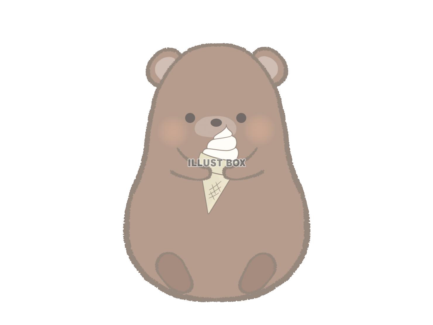 アイスを持つクマのイラスト　線あり