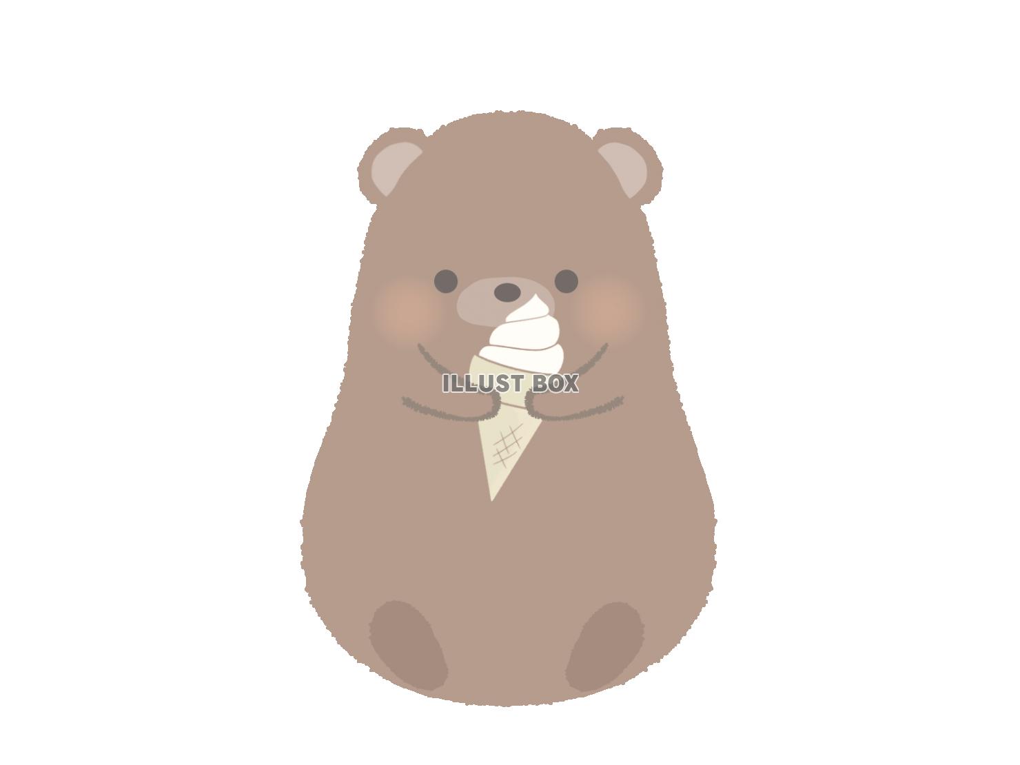 アイスを持つクマのイラスト 線なし