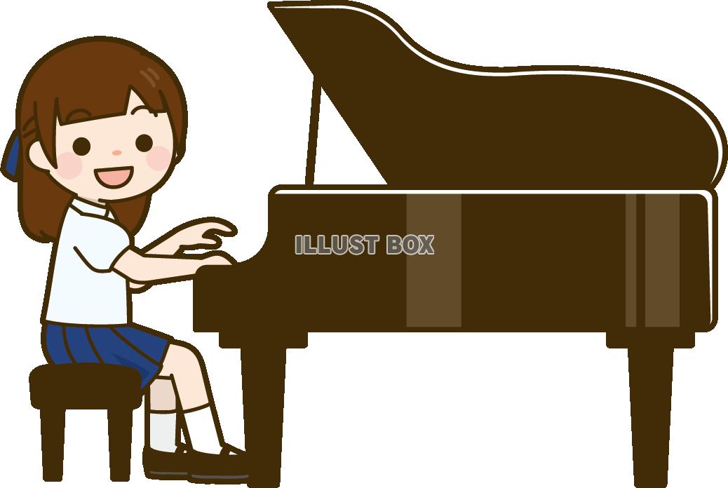 無料イラスト グランドピアノを弾く女の子