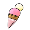 シンプルで可愛いアイスクリームイラスト（透過PNG）