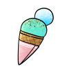 シンプルで可愛いアイスクリームイラスト（透過PNG）