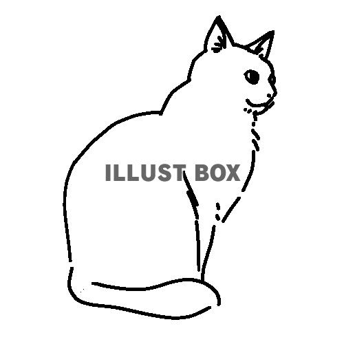 横向きの猫の全身線画イラスト