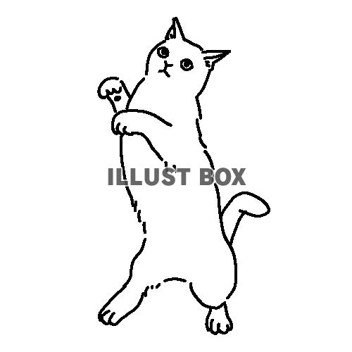 ダンスをしている猫の全身線画イラスト