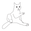 毛づくろいしている猫の全身線画イラスト