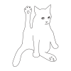 ヨガポーズの猫の全身線画イラスト