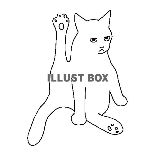 ヨガポーズの猫の全身線画イラスト