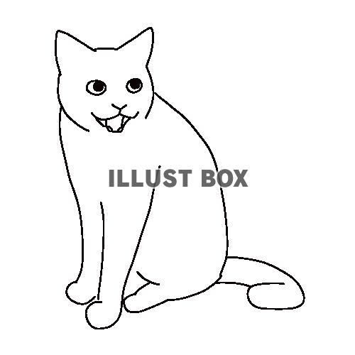鳴いている猫の全身線画イラスト