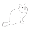長毛種のふさふさの猫の全身線画イラスト