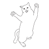 ファイティングポーズの猫の全身線画イラスト