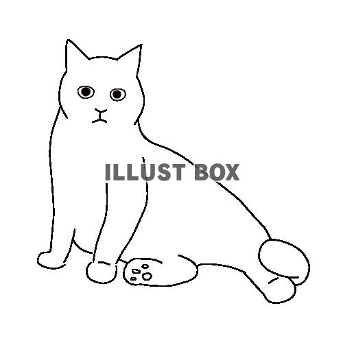 座っている猫の全身線画イラスト