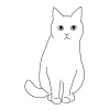 お座りをしている猫の全身線画イラスト