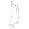 挙手しているポーズの猫の全身線画イラスト