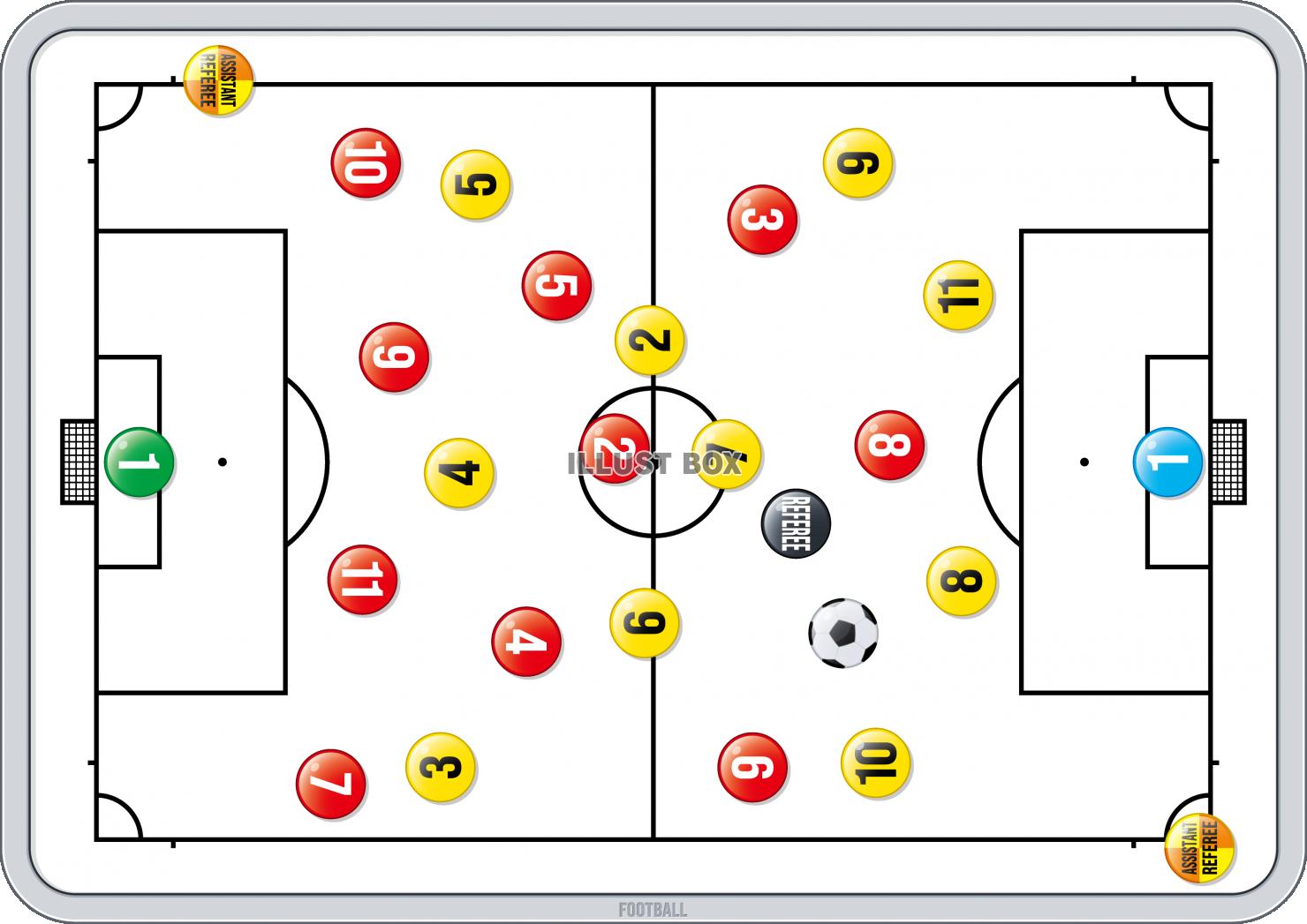 無料イラスト サッカーの作戦ボードとマグネット