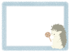 扇風機を持つハリネズミのフレームイラスト　線なし