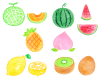 水彩の夏の果物セット